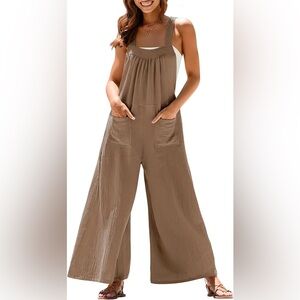 Casly Lamiit tan gauzy overalls Large